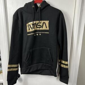 Southpole black and metallic gold NASA hooded sweatshirt.  Juniors Large